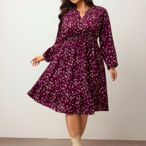 Lola_samantha_style Plus Size Women Burgundy Midi